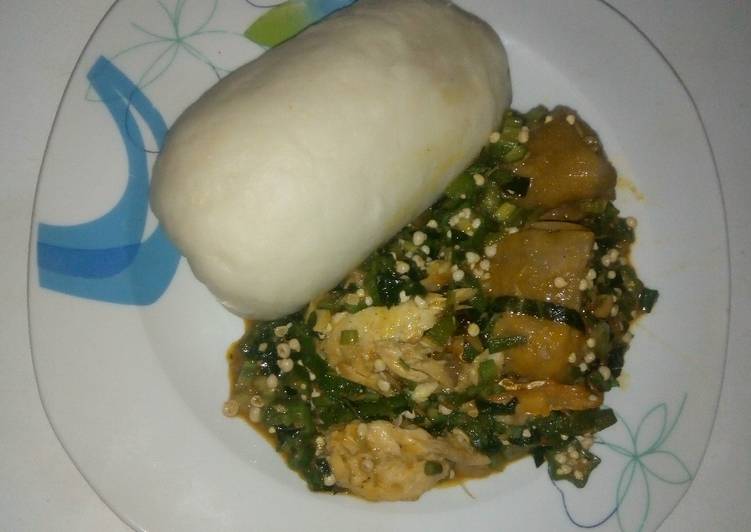 Recipe of Quick Pounded yam &amp; okro soup