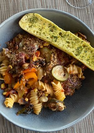 A picture of Lightly Spiced Veggie Pasta Bake.