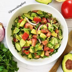 A picture of Avocado Tomato Cucumber Salad.