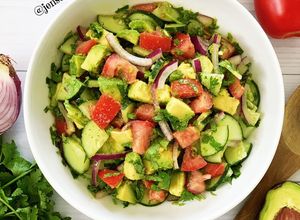 A picture of Avocado Tomato Cucumber Salad.