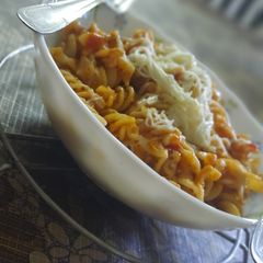 A picture of Pasta in red sauce(homemade sauce).