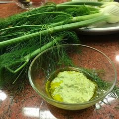 A picture of Garlic pesto with Marcona almonds.