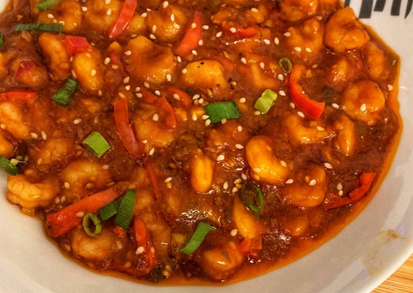 Chilli garlic prawns