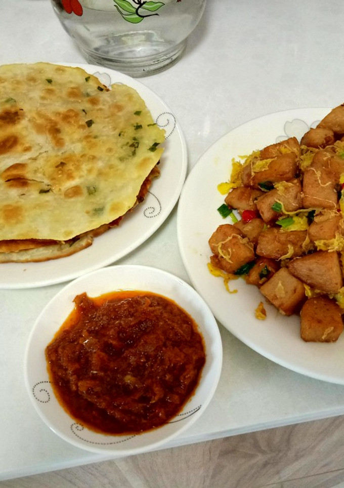 Foto resep Green onion Pancakes (pancake daun bawang)