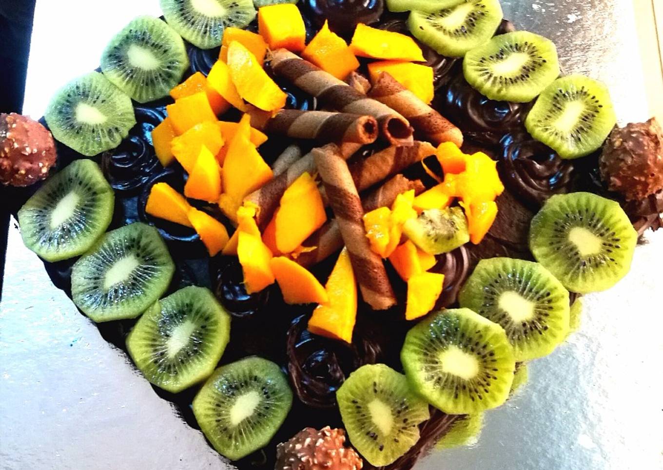 Eggless chocolate fruit cake.