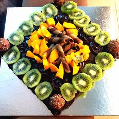 Eggless chocolate fruit cake. A picture of Eggless chocolate fruit cake..