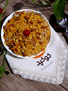 عکسی از دستور پلو لوبیا چیتی با مرغ