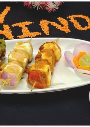 A picture of Tricolour Tandoori Paneer Tikka.