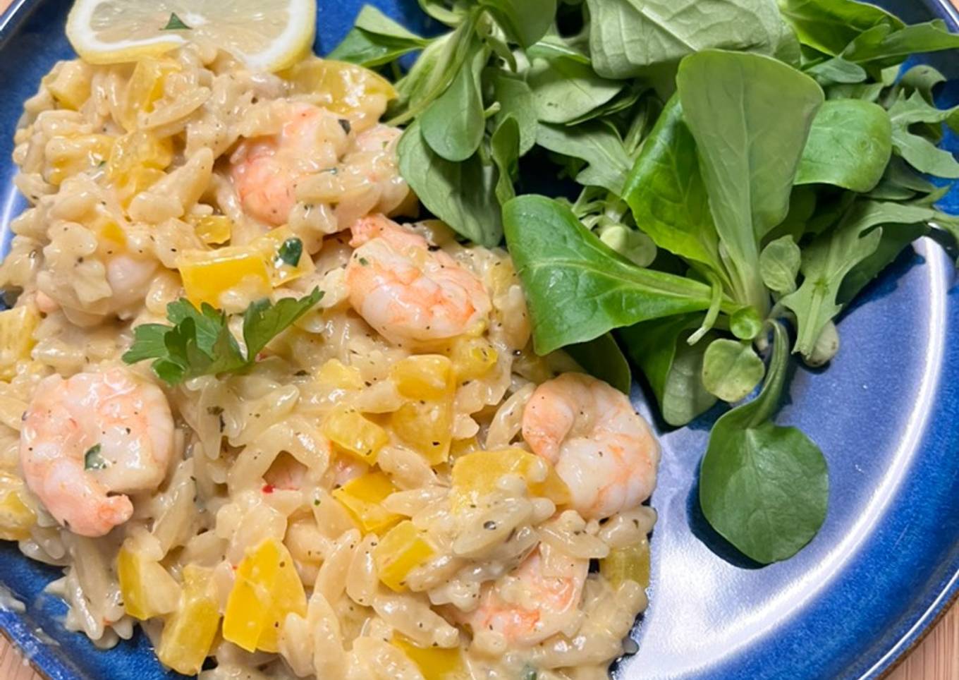 Risotto d’orzo crevette et persil