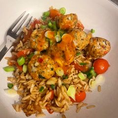 A picture of Lean & Green Meatballs with Brown Rice.