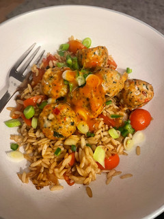 A picture of Lean & Green Meatballs with Brown Rice.