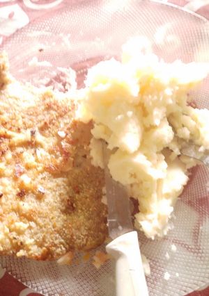 Una foto de Milanesa con puré (sin sal o con poca)
