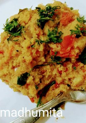 A picture of Upma as breakfast.