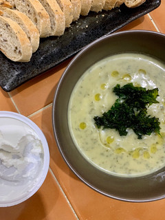 A picture of Roasted Cauliflower and Kale Soup.