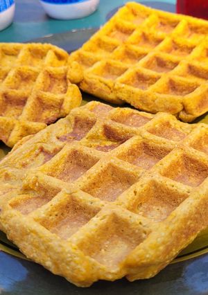 Una foto de Waffles de avena y zanahoria