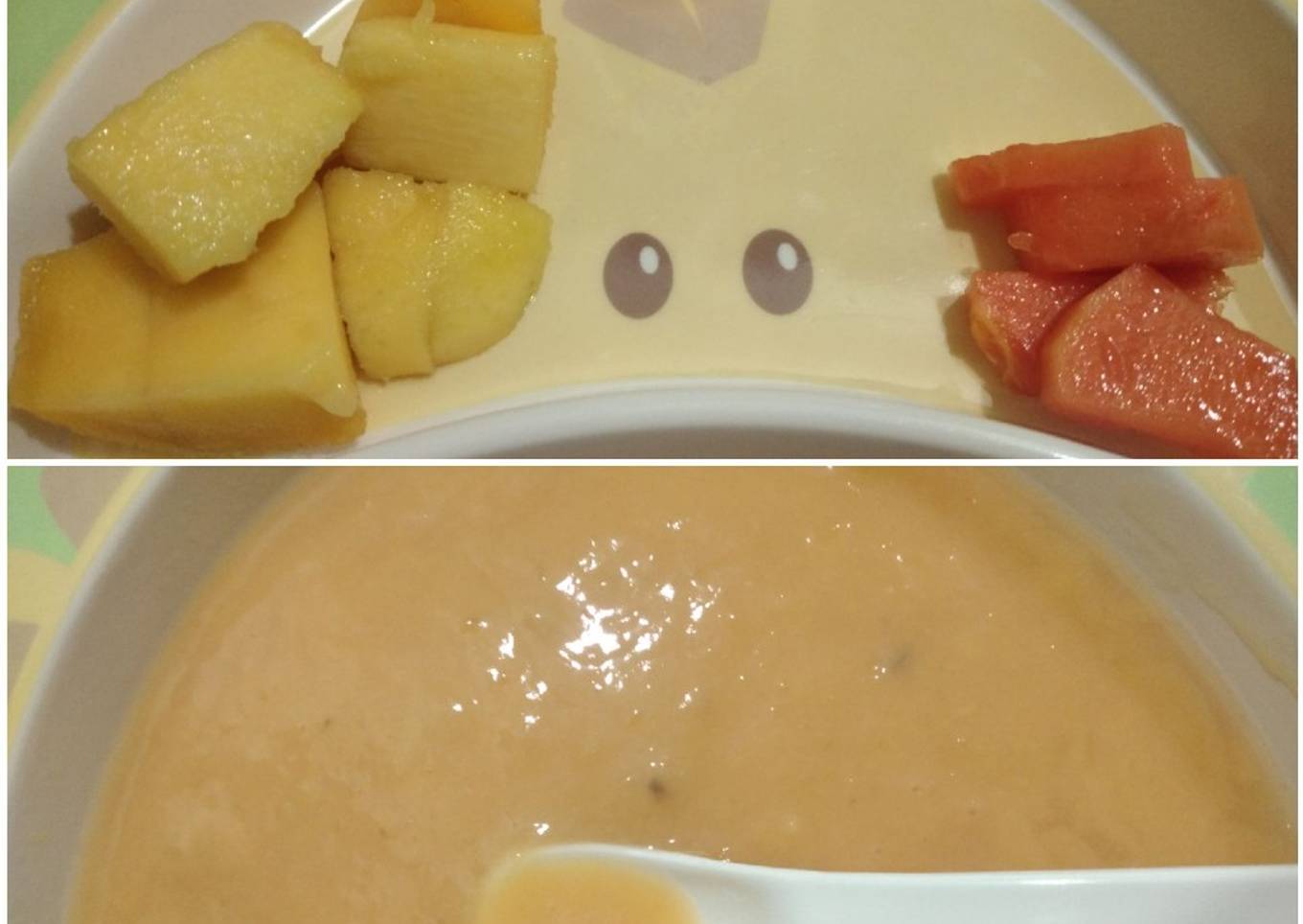 Mpasi 6 bulan : bubur mangga pepaya kentang