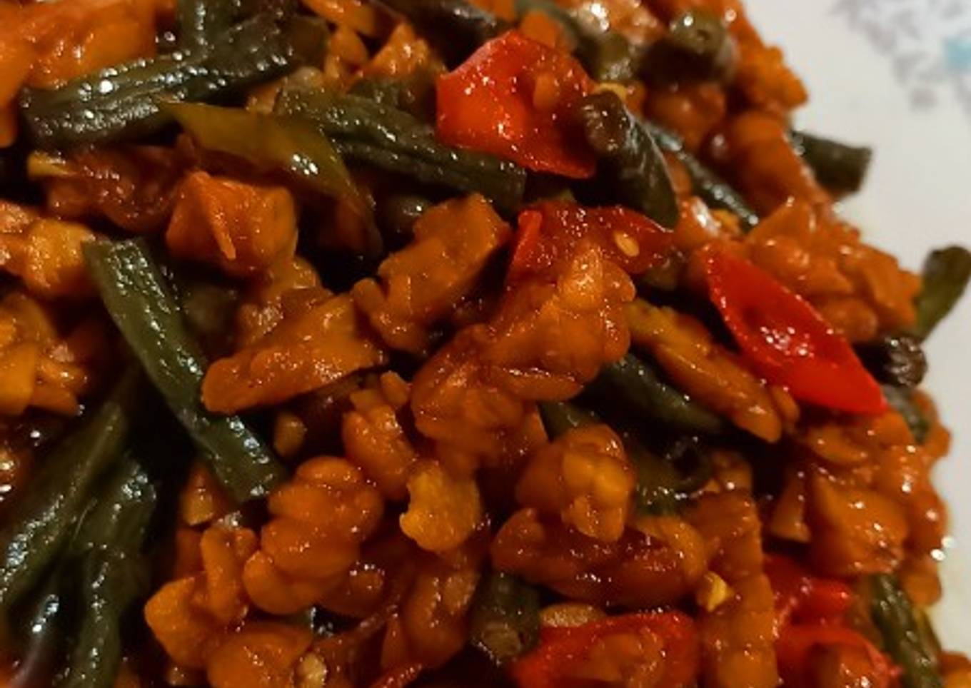Tumis Tempe kacang panjang