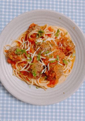 Hình của món Spaghetti bò viên.