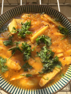 A picture of Arbi or colocasia curry.