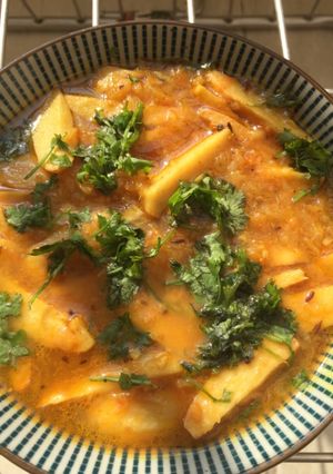 A picture of Arbi or colocasia curry.
