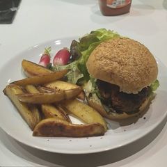 A picture of Black bean burgers.