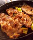 Bistecs con pimientos asados