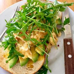 Scrambled Eggs Breakfast Bagel A picture of Scrambled Eggs Breakfast Bagel.