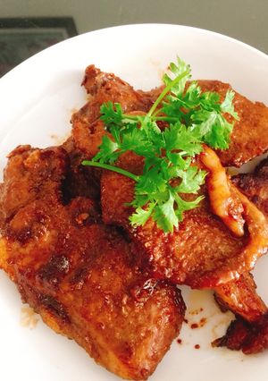 Hình của món Sườn Cotlet chiên "giả nướng".