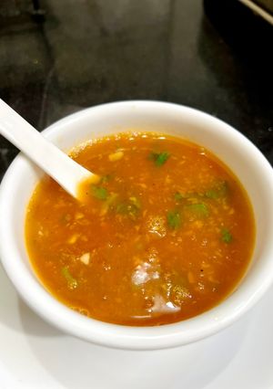 A picture of Tomato Carrot Soup.