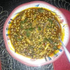 Porridge beans with spinach and fish A picture of Porridge beans with spinach and fish.