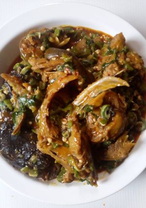 A picture of Ottong soup (Efik Okro soup).