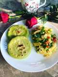 Arepas de espinacas con huevo y vegetales