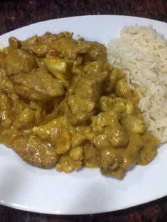 A picture of Chicken Curry with Rice.