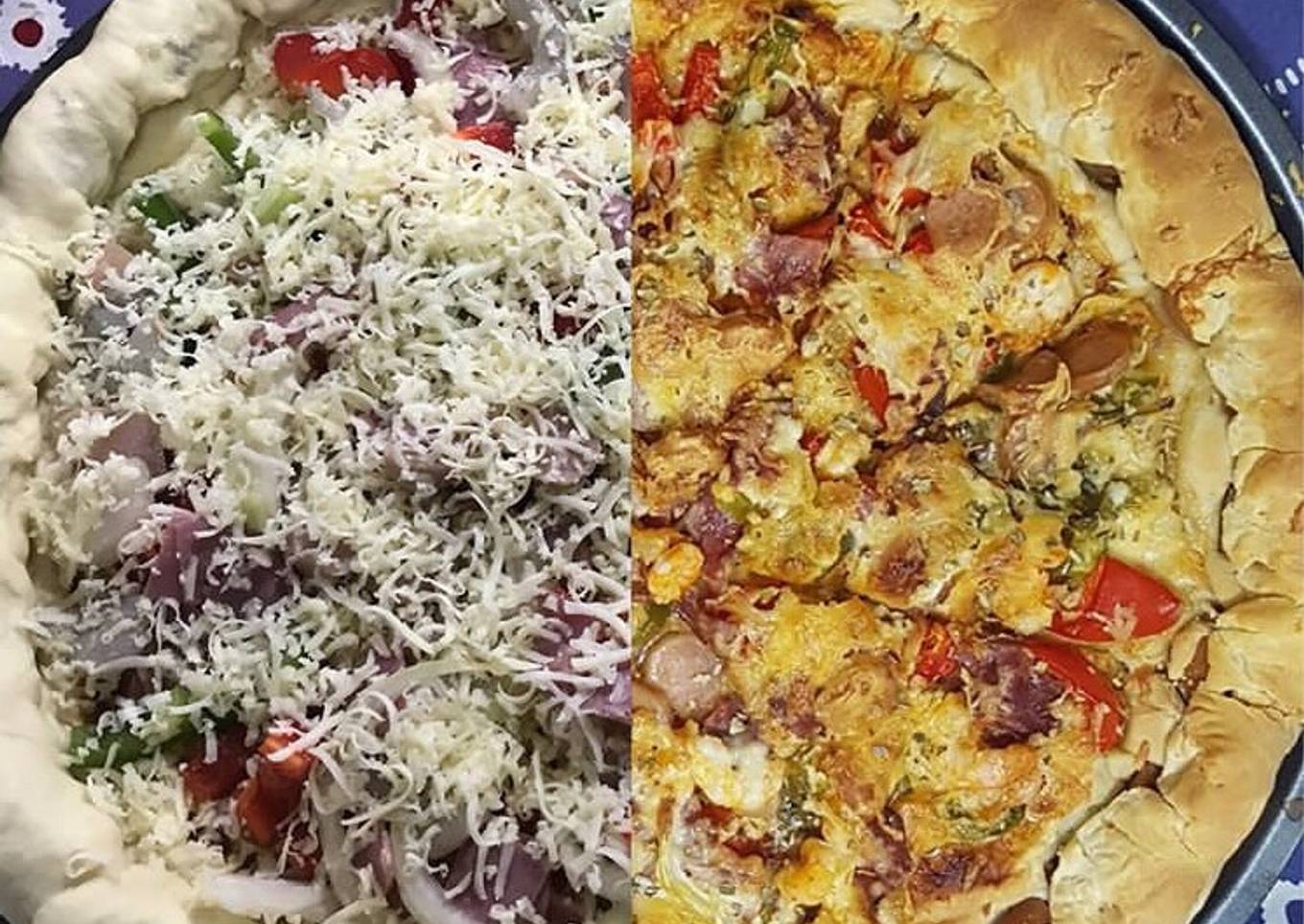 Meat lover Pizza dengan pinggiran sosis