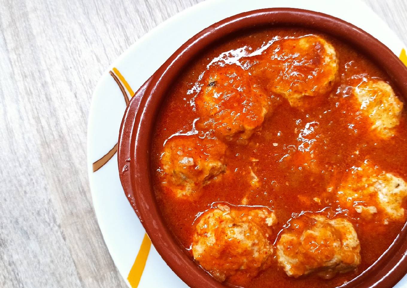 Albóndigas de pollo en salsa vizcaína, en Thermomix