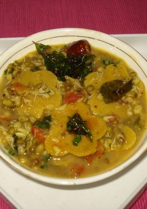 A picture of Sprouted moong Dal Dhokli.