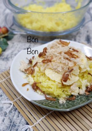 Hình của món Xôi Xéo Bằng Lò Vi Sóng.