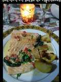 Salmón con salsa de espinacas