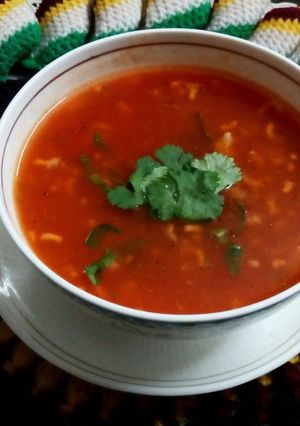 A picture of Tomato Basil Noodle Soup.