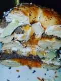 Everything Bagel Fried Onion Cream cheese Cheddar Cheese Burger