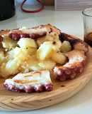Pulpo cocido a la brasa con dos salsas