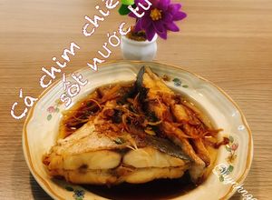 Hình của món Cá chim chiên sốt nước tương.