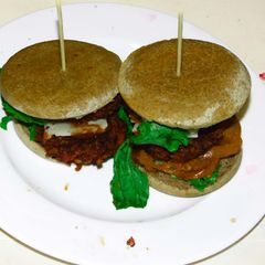 A picture of Cannellini Beans and Beet Burgers.