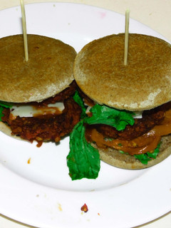 A picture of Cannellini Beans and Beet Burgers.