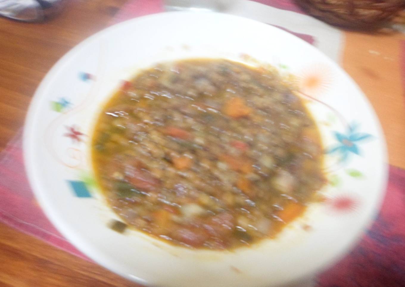 Lentejas con repollo y panceta