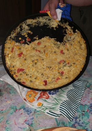 Una foto de Tortilla gigante de fideos al horno