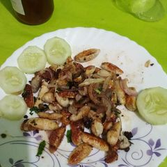 A picture of Special dish with slice cucumber with wine vinegar.