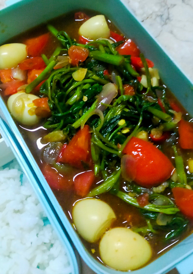 Foto resep 020. #bekalkerja : Tumis Kangkung Telur Puyuh