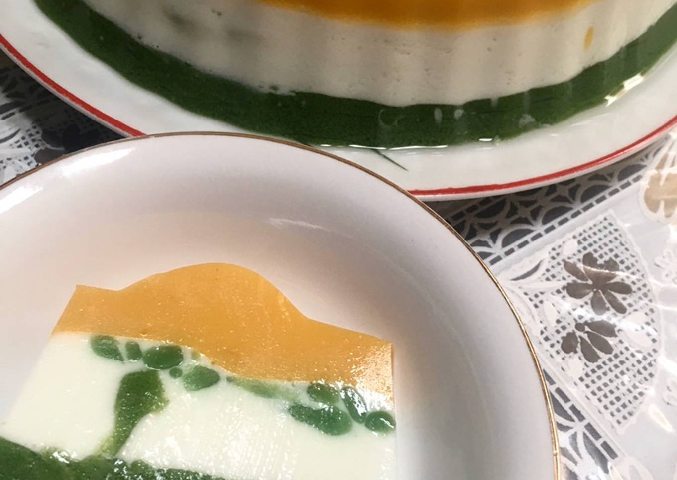 Pudding Labu Lapis Cendol dan Pandan