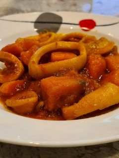 Una foto de Anillas de calamar con boniato